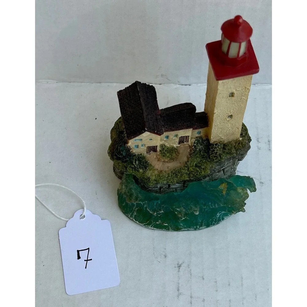 Light House Sculpture With House Ocean Sea Waves Book‎ Shelf Decor